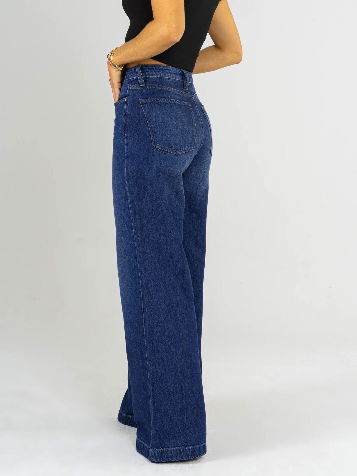 REF: DCN847 Y DCN862 Jean Mom Flare Palazzo, rígido, tiro alto