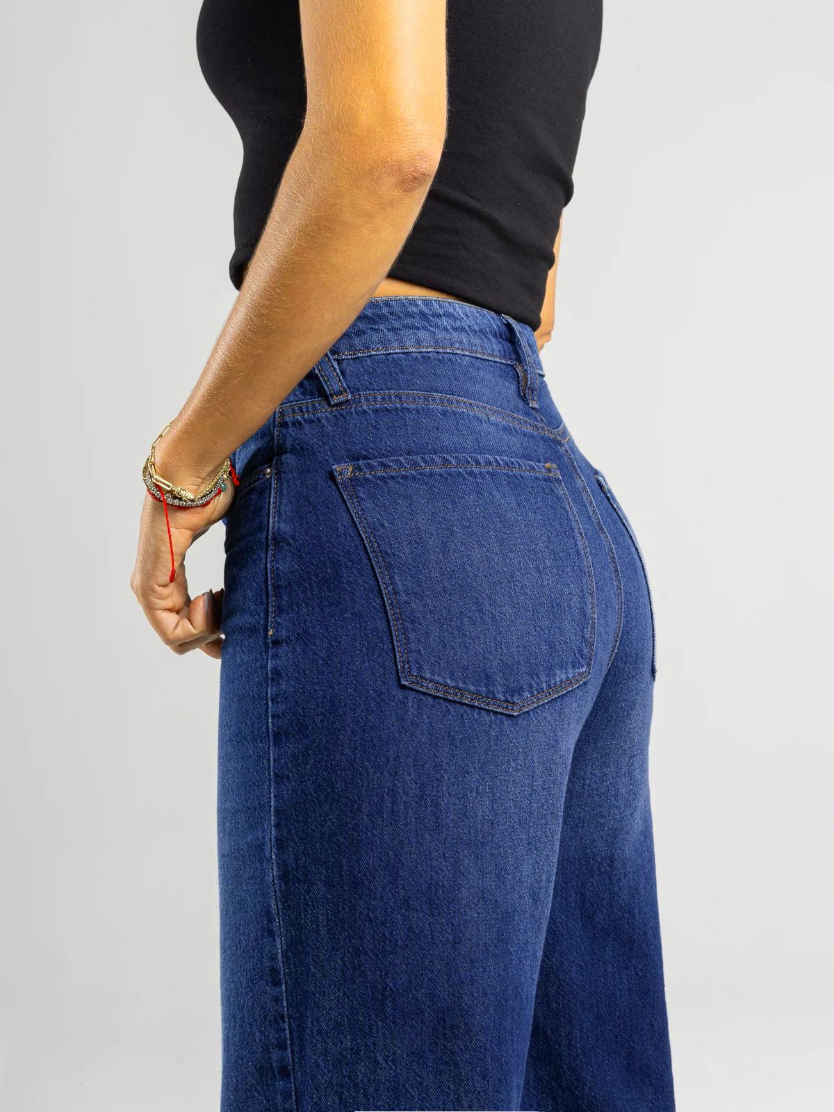 REF: DCN847 Y DCN862 Jean Mom Flare Palazzo, rígido, tiro alto