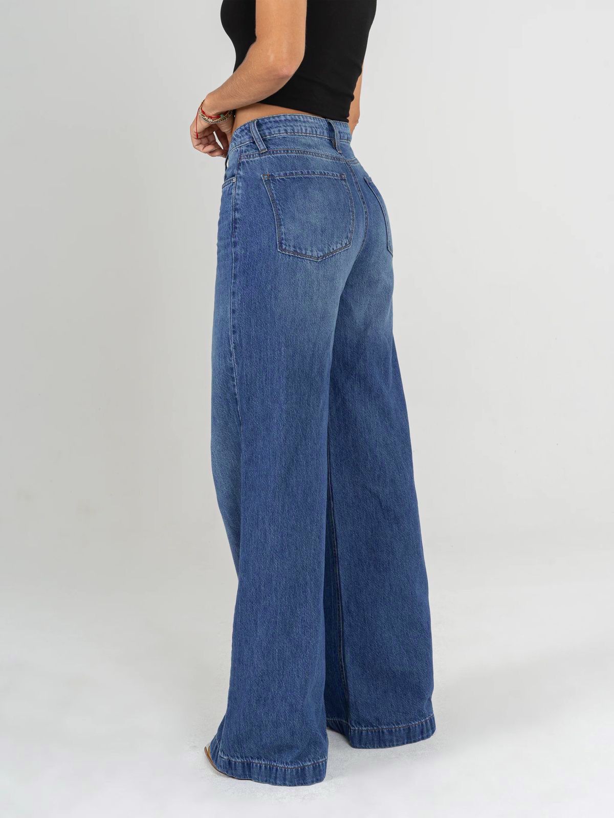 REF: DCN847 Y DCN862 Jean Mom Flare Palazzo, rígido, tiro alto