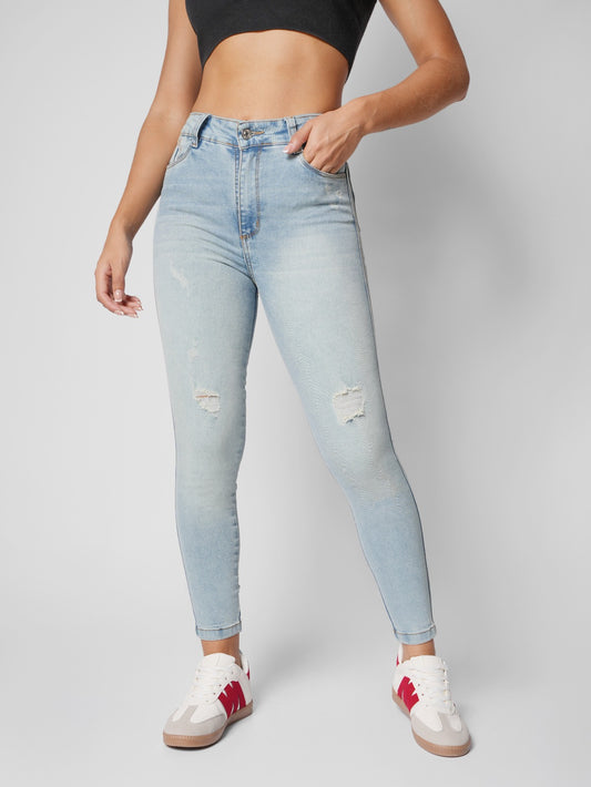 Ref: DCN908C Jean Skinny Stretch, Tiro Alto, Tono Claro