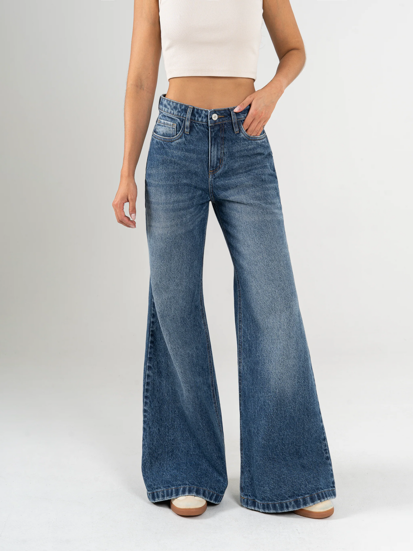REF: DCN1013 Jean Mom Flare Palazzo