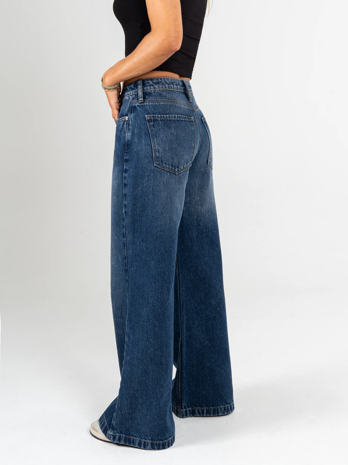 REF: DCN898 Y DCN897 Jean Mom Flare Palazzo, rígido, tiro alto