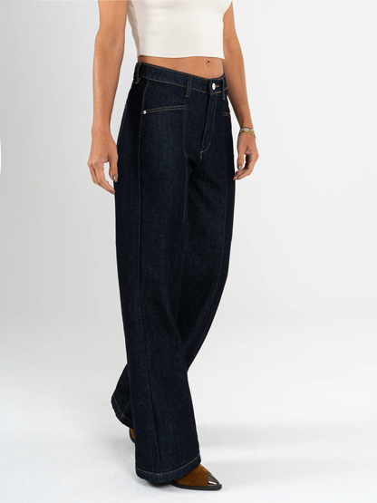 REF: DCN958 Jean Wide Leg,  Detalle en Delantero