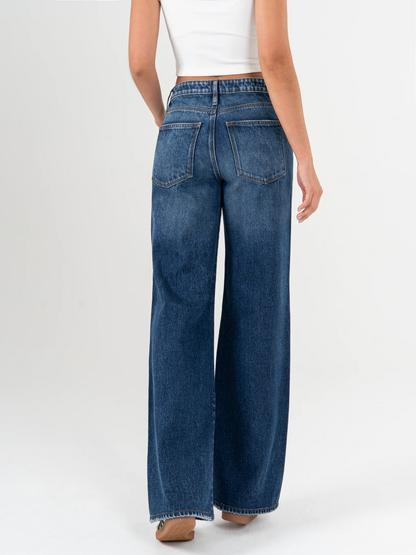 REF: DCN946 Wide Leg rígido, tiro alto, tono