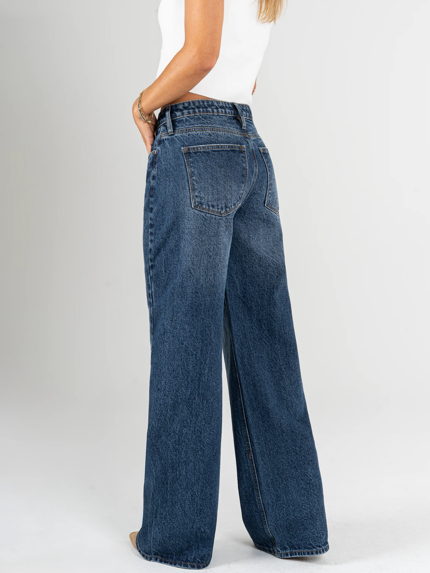 Ref: DCN972 Jean wide leg, tiro alto, con cortes, rígido