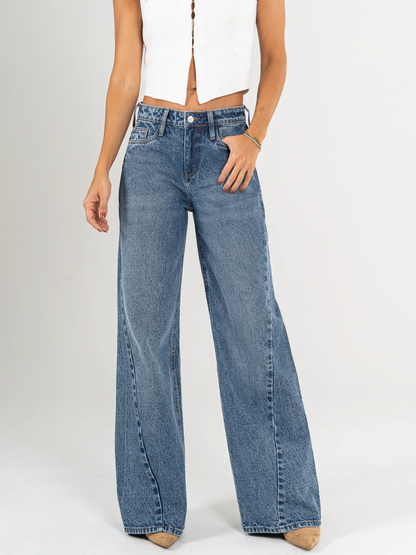 Ref: DCN972 Jean wide leg, tiro alto, con cortes, rígido