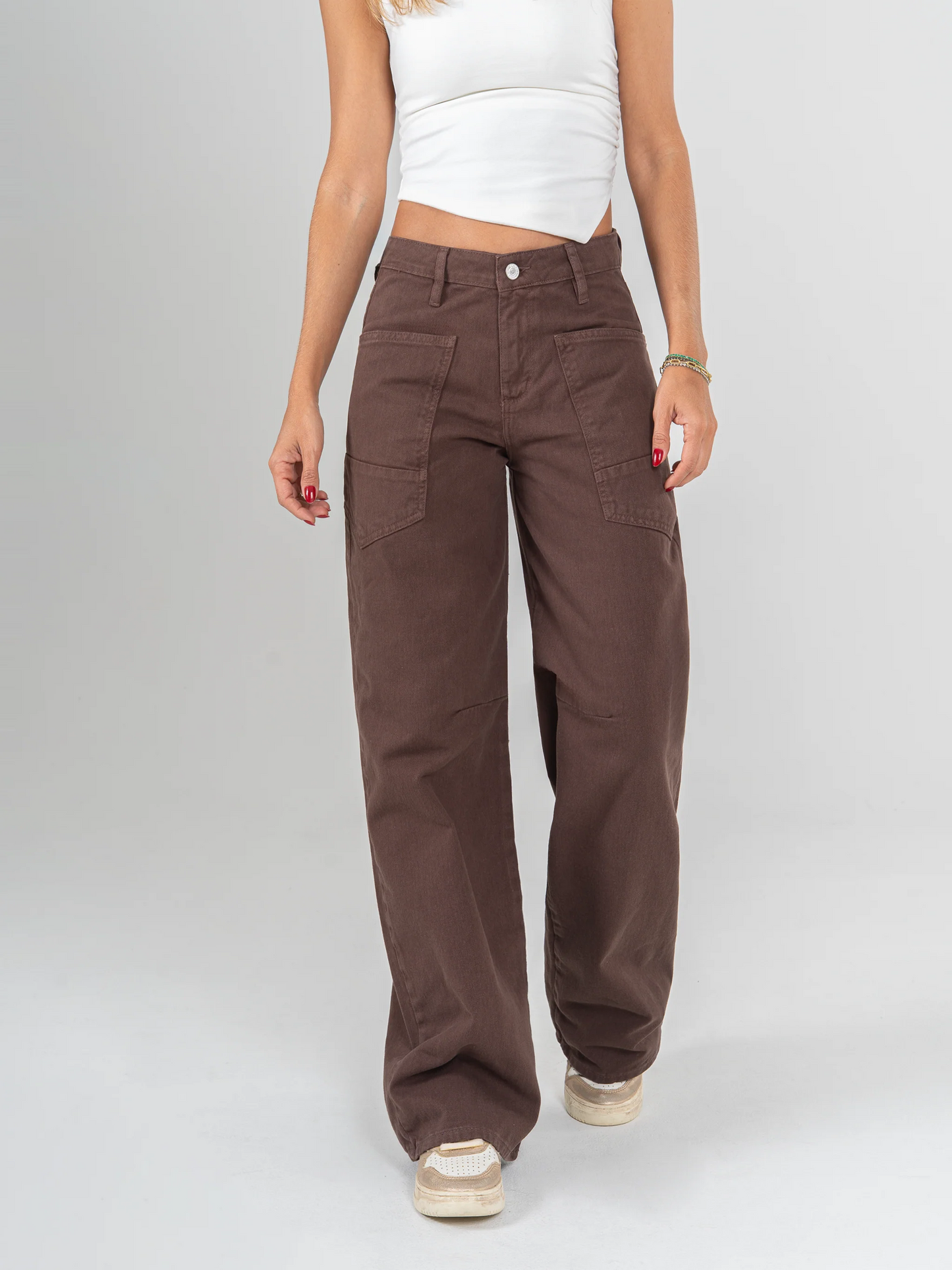 Ref: DCN979 Jean Mom flare, palazzo, rígido, tiro alto
