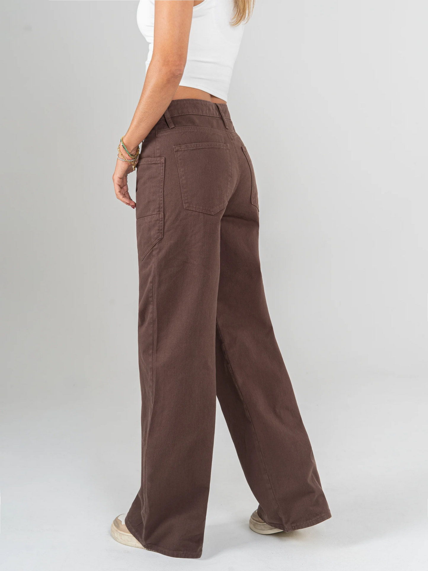 Ref: DCN979 Jean Mom flare, palazzo, rígido, tiro alto