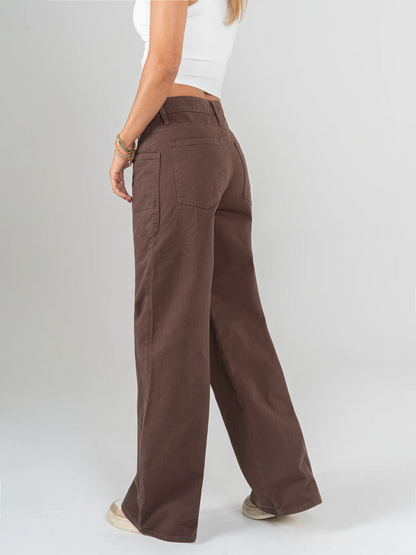 Ref: DCN979 Jean Mom flare, palazzo, rígido, tiro alto
