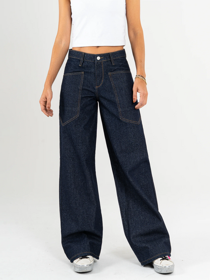 Ref: DCN979 Jean Mom flare, palazzo, rígido, tiro alto