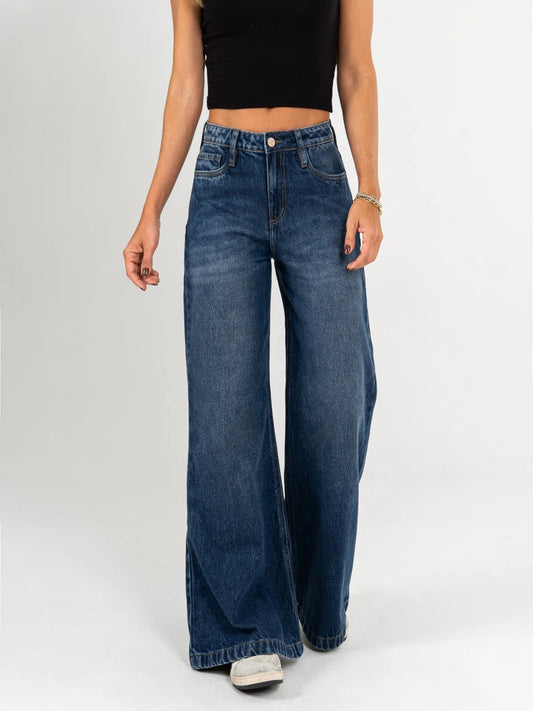 REF: DCN898 Y DCN897 Jean Mom Flare Palazzo, rígido, tiro alto