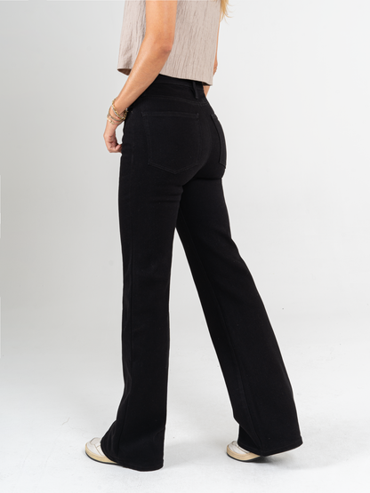 Ref: Dcn1044 Jean flare stretch,bota ancha, tiro alto