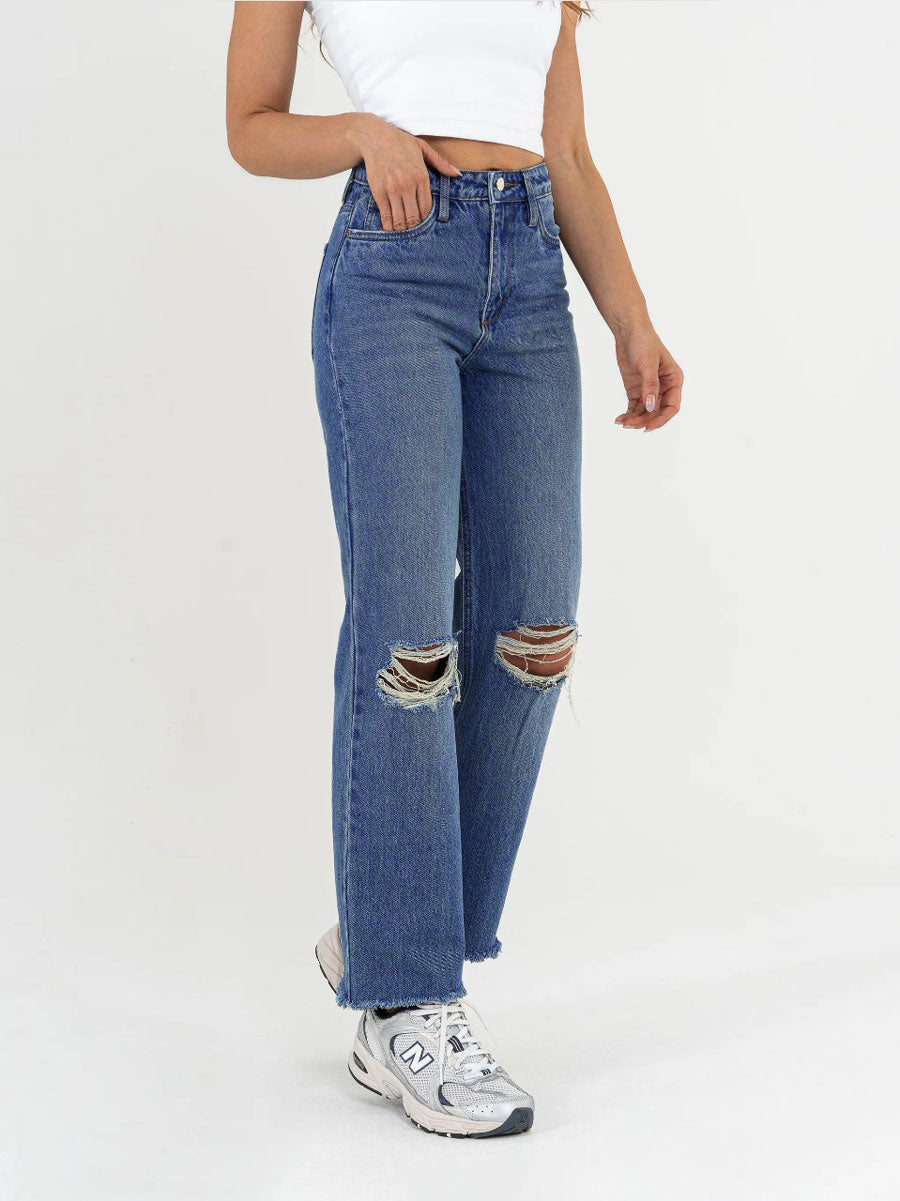 REF: DCN787  Jean Mom Flare , rígido, tiro alto