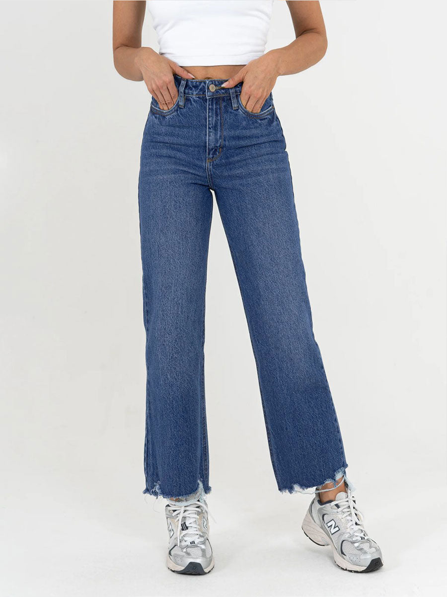 REF: DCN787  Jean Mom Flare , rígido, tiro alto